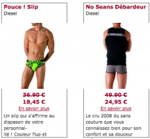 soldes diesel 216x200 50% de remise sur les sous vêtements HOM et Diesel   Soldes Slips