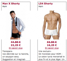 soldes hom shorty 218x200 50% de remise sur les sous vêtements HOM et Diesel   Soldes Slips